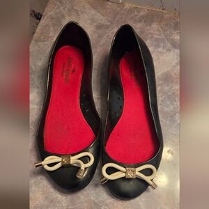 Kate Spade BlackJelly Flats with White Bow